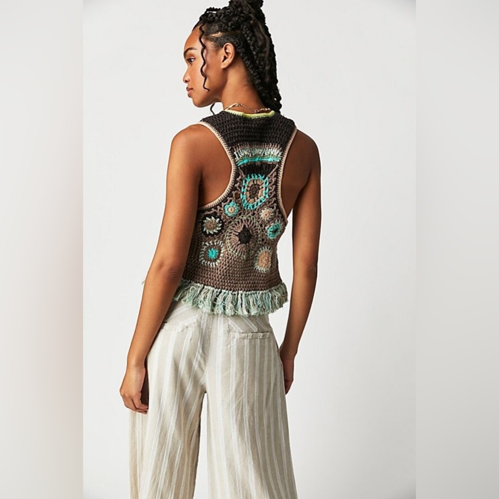 Free People Desert Rose Crochet Vest NEW - Picture 2 of 14